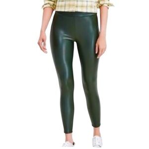 LOFT FAUX LEATHER GREEN LEGGINGS SZ SM EUC